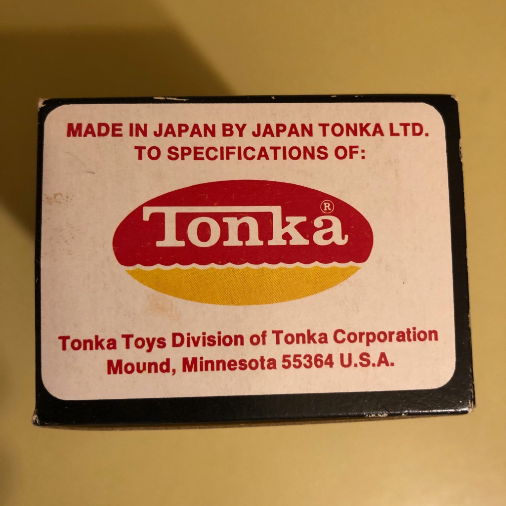The Tonka Scramblers display box says the cars were made in Japan by Japan Tonka Ltd.